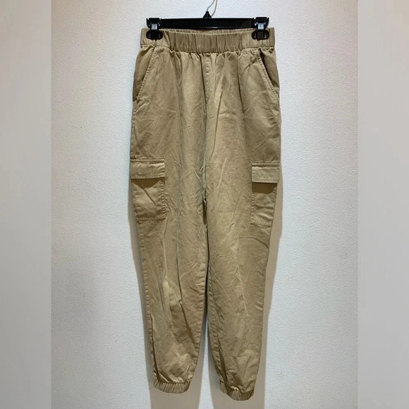 H&M Divided Women's Fitted Cargo Utility Pants Brown Pockets Size 4 - Picture 1 of 10